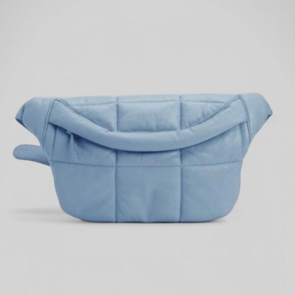 STYLISM Denmark Sheepskin Oversized Puffy Quilted Light Blue Crossbody Bag NWOT - Picture 1 of 8